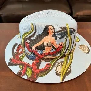 Handpainted mermaid mural hat Accessories | Handpainted Mermaid Mural Hat | Poshmark main image 3